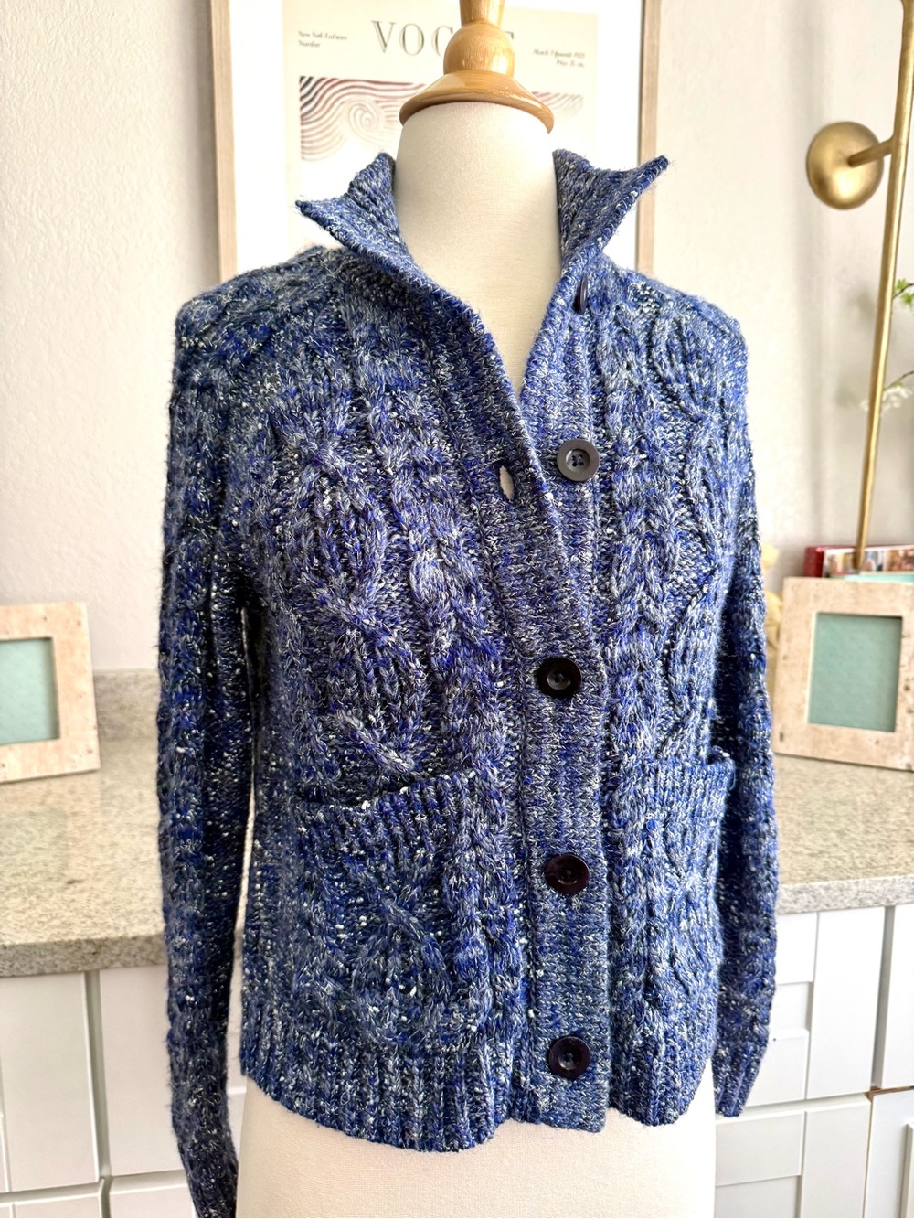 Talbots Metallic Wool Blend Cardigan Sweater XS